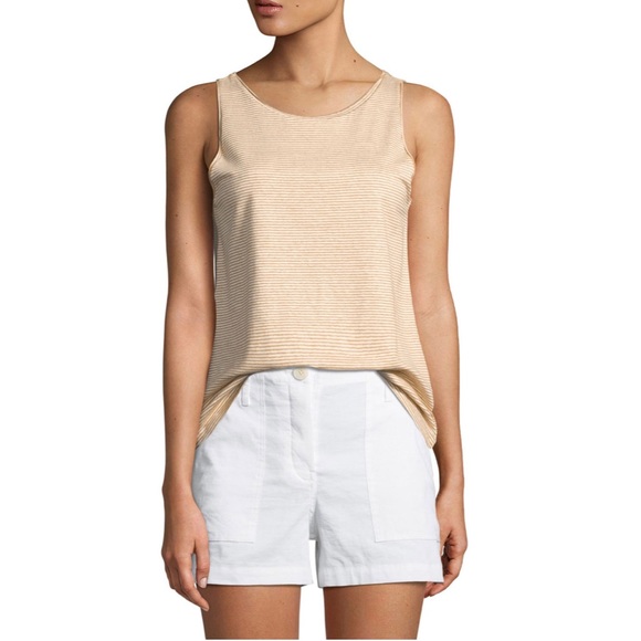 Theory Tops - Theory Insar Linen-Blend Stripe Tank